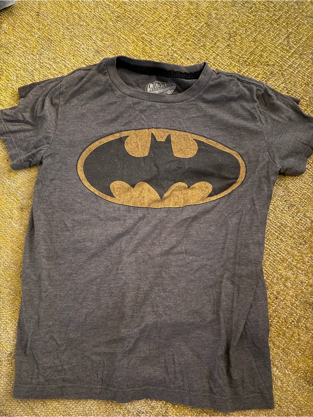 Batman Logo Graphic Tee in Charcoal and Gold